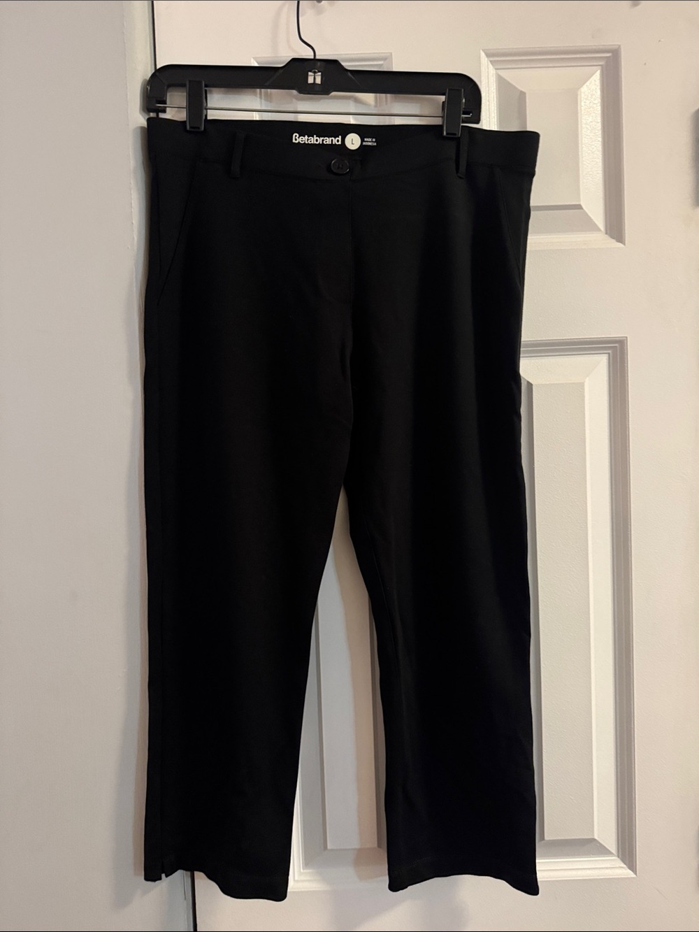 Betabrand Black Cropped Dress Pants for Women